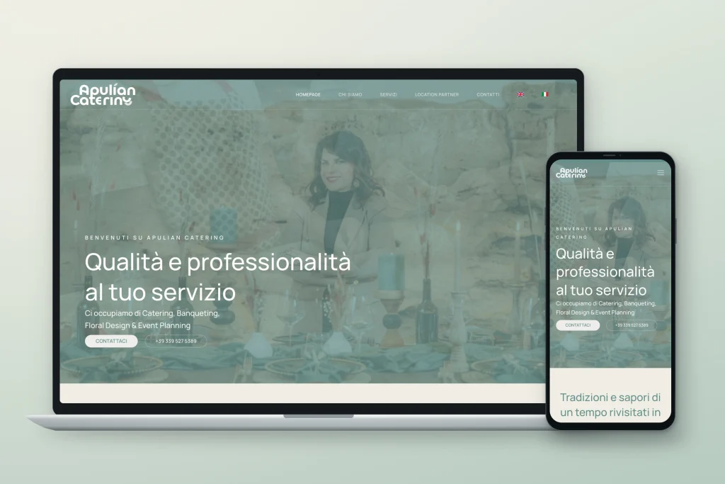Il sito di Apulian Catering su computer e smartphone