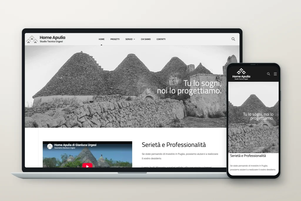 Il sito di Home Apulia su computer e smartphone