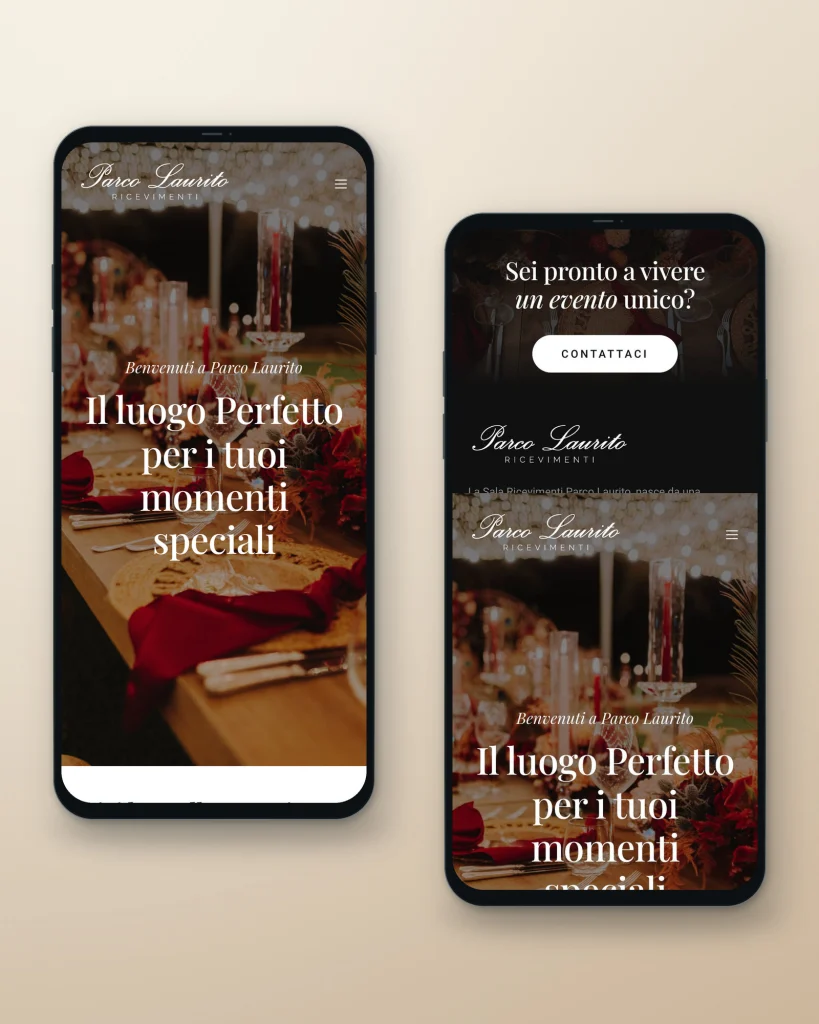 Due schermate del sito di Parco Laurito su smartphone